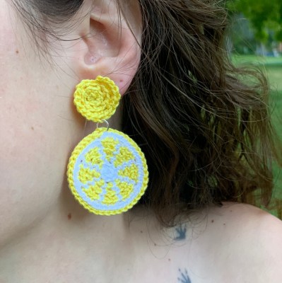 pendientes limon boton